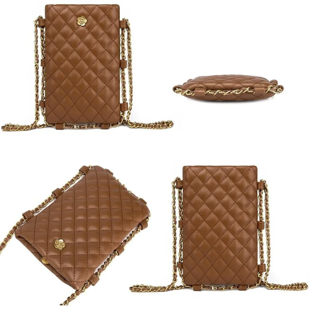 Mini Crossbody Bag Vegan Leather Quilted Compact Cell Phone Purse Women
